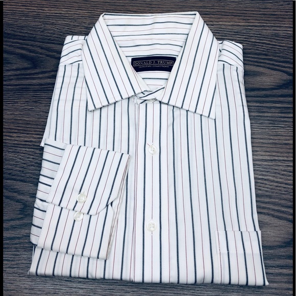 Donald Trump White w/Red & Black Stripe Shirt 16.5 - Picture 1 of 3
